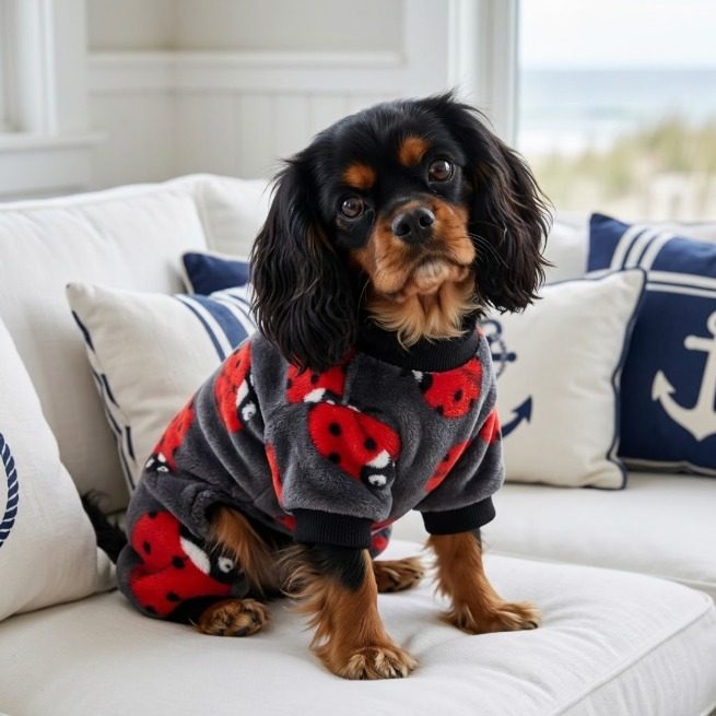 Combinaison polaire chien coccinelles