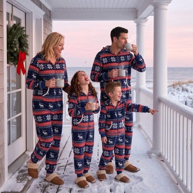 Famille assortie – combinaison polaire bleu marine