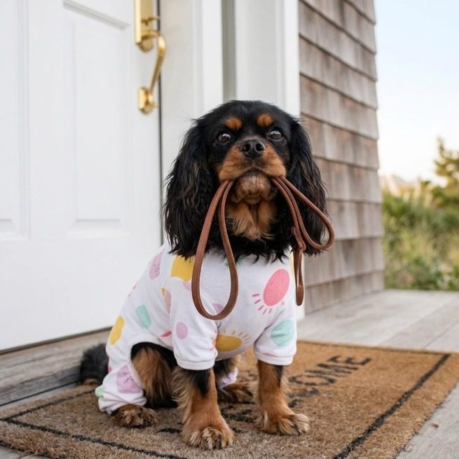 Pyjama chien blanc soleils pastel