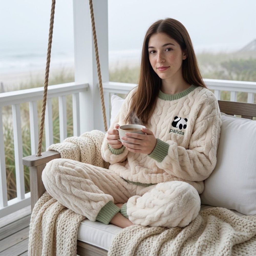 Pyjama peluche crème « panda »