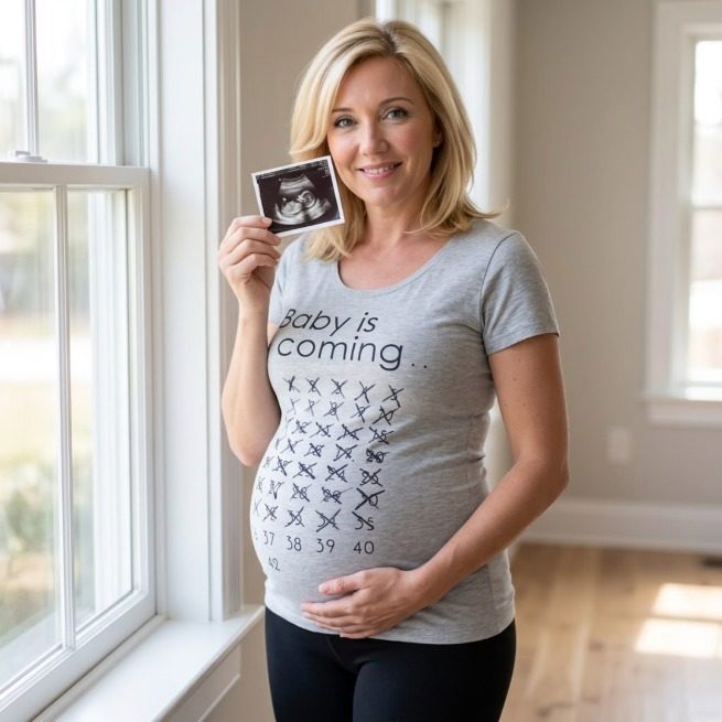 T-shirt grossesse « Baby is coming.. » compte à rebours